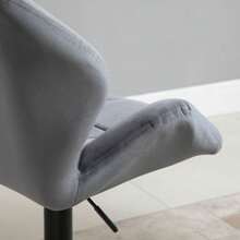 Set Of Two Bar Stools, Padded Bar Chair, With Metal Frame, Backrest, Velvet Look, Height Adjustable, 360° Swivel - Grey - View 9