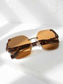 1 Pair Women's Rimless Metal Edge Hinge Rivet Design Patterned Leg Casual Glasses - Multicolor - View 6