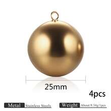 1 Or 4-Piece Stainless Steel 18K Gold-Plated Large Hollow Spherical Round Pendants (14/16/18/20/22/25/30mm), Suitable For DIY Jewelry Making: Necklace, Earring, Bracelet Components - Multicolor - View 32