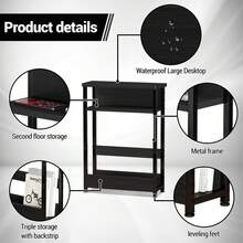 Techigher Narrow Side Table, 3-Tier End Table With Storage Shelf, Thin Sofa Side Table For Narrow And Small Spaces, Bedside Table Nightstand For Living Room - Black - View 7