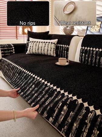 1pc Universal Sofa Cushion Cover, Modern Simple Non-Slip Sofa Seat Pad, Dust-Proof And Washable Sofa Slipcover, Fashionable Soft Fade-Resistant Pet-Friendly Protector Fits For Bedroom, Office, Living Room Combination Furniture, L-Shaped Sofa And 1/2/3/4 Seat Sofa