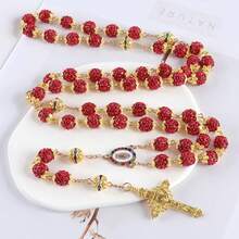 2025New Vintage católico 10mm 59 cuentas de diamantes de imitación de cristal collar cruzado - Z0020-K - Ver 10