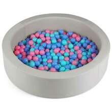Lifezeal 42.5" Round Foam Ball Pits With 25D Sponge Filling Washable PU Cover For Kids Gift Pink/Gray - Grey - View 8