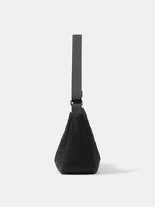 新款男士斜挎包，时尚百搭，简约纯色单肩包，适合日常户外休闲旅行、通勤，大容量，男士轻便斜挎包 - 黑色 - 查看 6