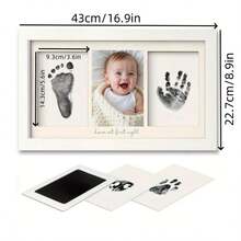 8x16 Inch Black & White Wood Grain Triptych Photo Frame With Text, Suitable For Desktop Or Wall Mounting, Photo Printing Mat Style, Footprint & Handprint Memorial Frame, Keepsake Frame, DIY Gift For New Moms - MultiWarna - View 10