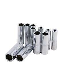 11 Piece Set Of 1/4 Extended Hexagonal Socket Head Set, Quick Ratchet Wrench, Electric Sleeve, Automotive Maintenance Tool - Silver - View 2