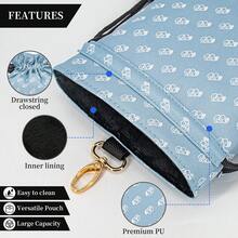 GG Style Light Blue Golf Bag With Drawstring Zipper, Portable And Durable PU Golf Ball And Ball Marker Bag With Drawstring - High-End Accessories For Men Golf - Perfect Gift For Father, Boyfriend, Husband Birthday, Retirement, Father's Day - Blue - View 6