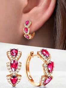 1 Pair Exaggerated Metallic Geometric Clip-On Earrings - Multicolor - View 4