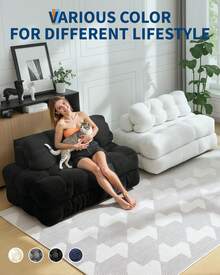 Hodeffior Canapé-lit pliant – Canapé convertible avec coussins, matelas pliable et rangement latéral, fauteuil-lit portable et confortable, aucun assemblage requis, idéal pour le salon et la chambre. - Gris foncé - Voir 5