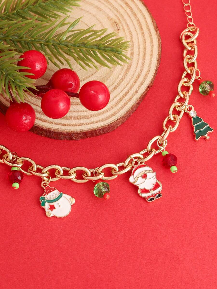 1 buah Gelang Kasual Serbaguna Lucu Seri Liburan Natal Terinspirasi Santa Claus, Pohon Natal, dan Manusia Salju - Multiwarna 2 - View 1