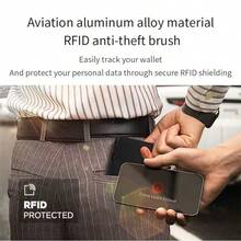 1 pieza Cartera de fibra de carbono con protección RFID para hombres, billetera minimalista de lujo ultra delgada, bolso de embrague de metal negro para negocios, regalo para novio, padre, esposo, regalo de viaje y negocios para hombres, casual de negocios, almacenamiento NASH - Multicolor - Ver 12