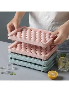 33-Cavity Plastic Ice Cube Tray With Lid - 2 Color Options, Minimalist Design | Ideal For Home & Beverage Making - Multicolor - View 6