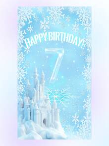 Banner phông nền tiệc sinh nhật chủ đề Frozen bằng polyester, in hình lâu đài, phù hợp cho sinh nhật lần thứ nhất, trang trí nhà cửa cho tiệc sinh nhật. - Màu xanh nhạt - Xem 15
