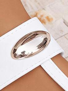 1 paire de sandales plates confortables avec boucle, style décontracté d'été pour adolescents, bout ouvert - Blanc - Voir 6