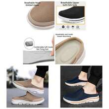 Comfy Breathable Orthopedic Sandals, Men's Slip - on Mules Half Sneakers, Mesh Breathable Half Slip In Sneakers Gray Pink, 5 - inicial - Ver 1