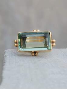 1枚优雅绿色立方氧化锆戒指，女士奢华波西米亚风格，周年纪念日情人节礼物派对饰品 - 戒指 - 查看 3
