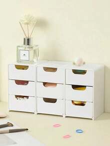 三层桌面收纳盒，带抽屉 - 非常适合存放办公用品、珠宝和化妆品 - 便携式隔层收纳盒（4.92 英寸 x 8.7 英寸 x 2.99 英寸） - 彩色 - 查看 7