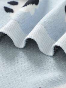 Manta de bebé tejida a mano con bordado personalizado del nombre, diseño de cordero jacquard, envolvente para recién nacidos, manta para niños para todas las estaciones - Azul claro - Ver 6