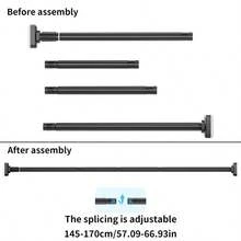 可调节伸缩杆 - 不锈钢材质，塑料端头，无需钻孔即可轻松安装，适用于浴帘、窗帘、门帘、衣物收纳和阳台晾晒，银色、黑色和白色可选，浴室装饰 - 彩色 - 查看 23