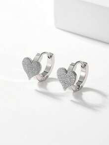 1 Pair Fashionable Classic Versatile Commute Chic Personalized High-End Heart Design Earrings For Women - Silver - View 3