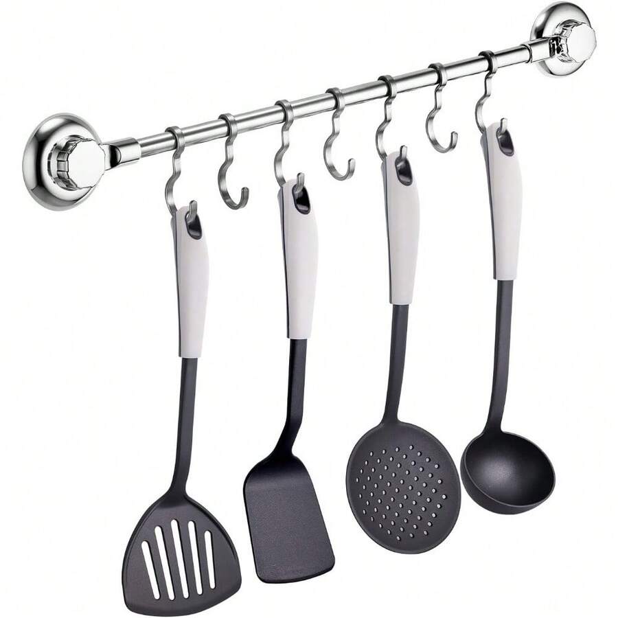 No-Drilling/Suction Cup Kitchen Paper Roll Holder - Vaccum System - Stainless Steel Never Rust - For Bathroom & Kitchen - No.4 Towel/Utensil Rack Hook - View 1