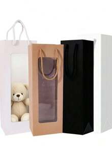 10pcs/Set Reusable Transparent Window Gift Bags With Handles, Suitable For Weddings, Holidays, Birthdays (White) - أبيض - مشاهدة 6