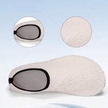 TIGEROCK - Pantoufles de maison doublées de peluche pour femmes, semelle souple, confortable et pratique pour le port intérieur - Beige - Voir 6