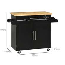 HOMCOM Kitchen Trolley With Worktop, Spice Rack And Towel Rail For Living Room And Dining Room, 109 X 40 X 89 Cm - 芥末黃 - 查看 3