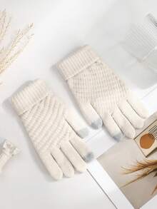 1 双/2 双女士冬季触屏毛绒衬里温暖厚实柔软舒适手套，在寒冷天气提供温暖并保持双手温暖 - 多色 - 查看 15