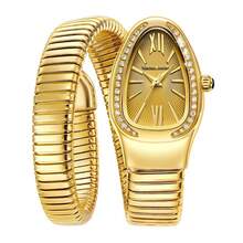 Nuevo reloj de cuarzo de moda casual con forma de serpiente y diamantes para damas, reloj de uso diario y regalo, reloj de serpiente - Multicolor - Ver 16