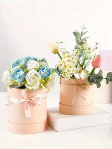 1 Stück Blumenstrauß Verpackungsbox, rundes Blumenkorb Design, kreative DIY Geschenkbox für Neujahr, Valentinstag, Blumenladen, Party Geschenke, tragbar und geeignet für Blumenaufbewahrung - Verschiedenfarbig - Übersicht 6