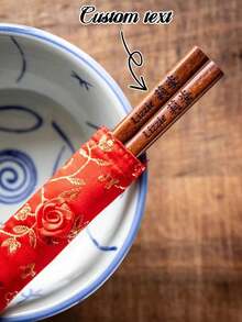 1 Pair Custom Carved Dark Wood Chopsticks, Personalized Japanese Style Dark Wooden Chopsticks - Wedding Gift, Reusable Chinese Style Chopsticks, Elegant Wooden Sushi Oriental Design - Multicolor - View 4