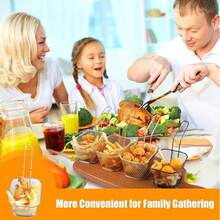 1pc Mini Fry Basket, Stainless Steel French Fry Frying Basket, Food Display Strainer, Suitable For Cafe, Restaurant, Home Use, Silver, Kitchen Cooking Tool