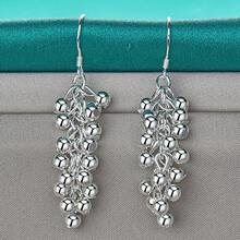 925 Silver Plated Smooth Grape Earrings For Women Wedding Fashion Charm Jewelry Gift - Silver - View 5