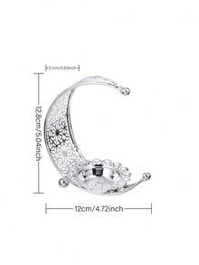 Ramadan Moon Star Metal Incense Burner, Moon Bakhoor Burner Decoration Candelabra Dining Table Decor Fashion Home Decor Candlestick, Incense Holders, An Ideal Gift For Friends, It Makes The Perfect Present For Family And Friends, Ramadan Utensils,Purposes Of Ramadan,Ramadan Gifts,Eid Giveaways,Ramadan Reflections,Ramadan,Ramadan Distributions,Ramadan Kareem - Silver - View 4