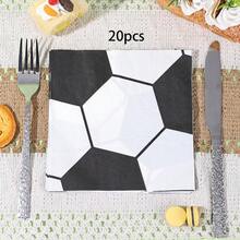 20张/40张/60张装，足球主题餐巾纸，13 x 13英寸，双层足球纸巾，运动主题鸡尾酒餐巾纸，适用于生日、婴儿派对、足球主题派对装饰，一次性甜点餐巾纸，生日快乐派对用品 - 彩色 - 查看 10