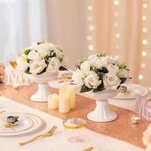 2pcs 6.7 Inch Tall Gold Metal Vases, Elegant Wedding Centerpiece Decor - Trumpet Vases, Suitable For Wedding Party Decoration, Dining Table Centerpiece