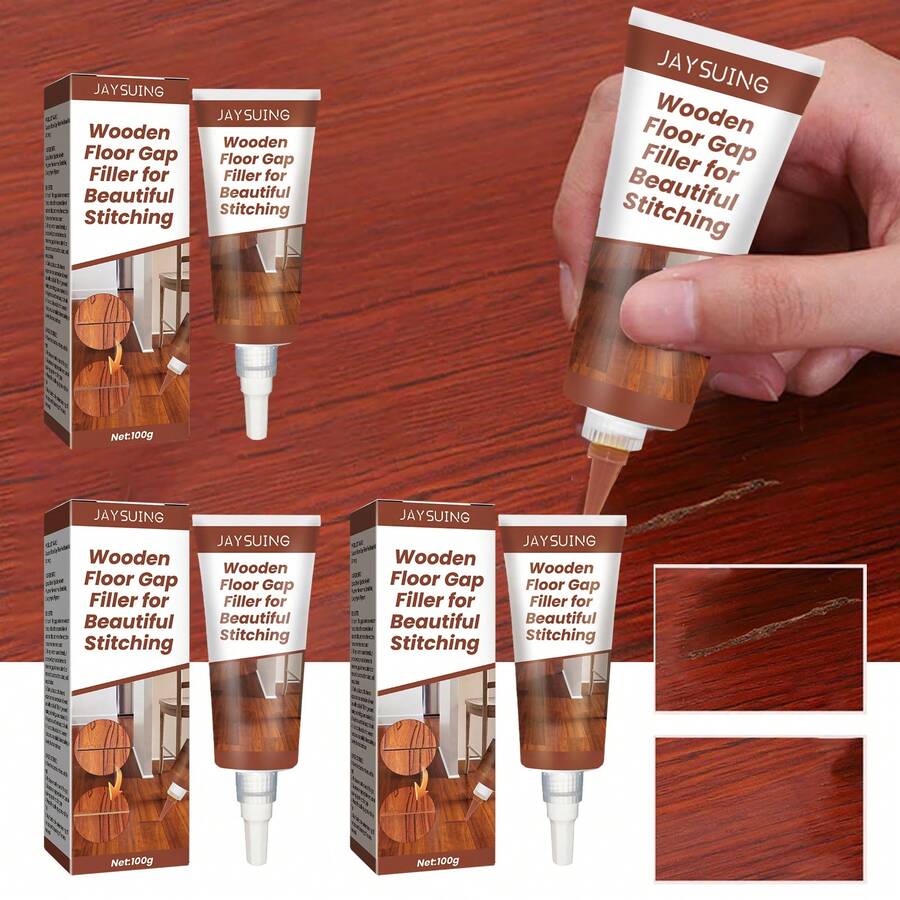JAYSUING 100g Wooden Floor Beauty Seam Agent Wood Gap Filling Pothole Glue Waterproof & Mildew-Proof Wood Furniture Damage Quick Repair Stitch Wax Paste - 棕色 - 查看 1