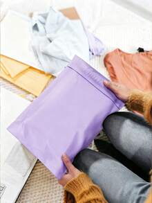 50个/10个装加厚防水纯色包装袋，简约百搭，适用于学校、办公室、返校季运输和邮寄、男士生日礼物、情人节礼盒、男士礼品盒、男士礼物、批量礼品袋、礼品袋、情人节、圣诞节礼物 - 淡紫色 - 查看 8