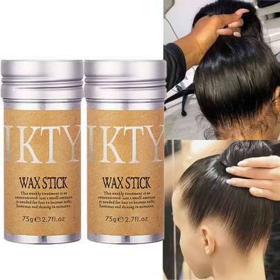 3支装天然迷迭香提取物发蜡棒，不油腻，控制毛躁，速干，柔顺，适合打造刘海和卷发发际线造型，适用于所有发质的临时造型产品