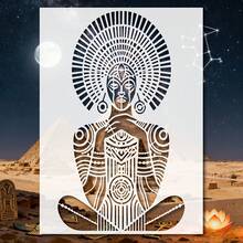 Portrait Of Egyptian Women Stencil Reusable 11.7*8.3 Inches For Painting With Paint Brush Drawing Templates For Crafts Wall Art Furniture Canvas