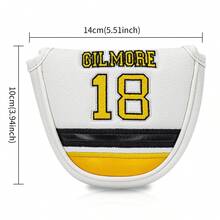 Two-Color Splicing 18 Fun Design Style Club Head Cover, Semi-Circle Putter Cover, Club Head Cover, Golf Putter Cover - PU With Advanced Embroidery For Most Brands - White - View 12