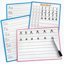 Lachilly 4 Pcs Double Sided ABC Alphabet Letter Math Numbers Handwriting White Board Dry Erase Write And Wipe Board Preschool Classroom Back To School, School Supplies Learning Educational Tools - Multicolor - View 3