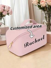 Customized Name Makeup Bag. Personalized Letter Combination Cosmetic Bag. Sanitary Pad Storage Bag. Travel Makeup Bag. Leather Toiletry Bag. Personalized Storage Bag. Bridesmaid Birth Month Bag, Bridal Shower Gift, Bachelorette Party Favor, Bridesmaid Gift Card, Versatile Use, Ideal Gift For Her, Girlfriend, Wife, Boyfriend, Valentine's Day Gift
