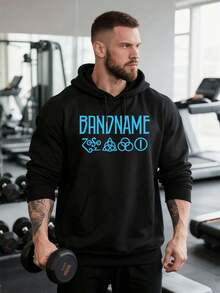 PLUS SIZE Men's Graphic Print Black Hoodie Pullover Premium Cotton, Statement Print, Street Hip-Hop, Breathable - Black - View 1