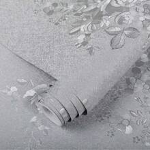 1 Rolle Rosen Muster Tapete, Abziehbare und selbstklebende Seidentapete mit Blumenmuster, abnehmbare selbstklebende geprägte Tapete, geeignet für Schlafzimmer, Badezimmer, Wohnzimmer, Heimdekoration - Weiss - Übersicht 2