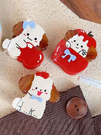 New Cartoon Apple Dog Hair Clip, Large Size, Red Atmosphere Hair Claw For Ponytail, Hair Claw Winter Hair Accessories Elegant Claw Clips