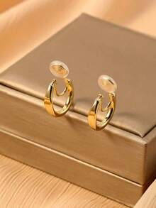 1 para modnych płaskich okrągłych miedzianych kolczyków dla kobiet, kolczyki na klipsy, eleganckie i wyszczuplające, odpowiednie do noszenia na co dzień, prezent świąteczny