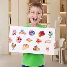 50pcs High-Quality Afternoon Tea & Dessert Holographic Stickers, Cute Food Decoration Stationery Scrapbooking Supplies - Multicolor - View 9