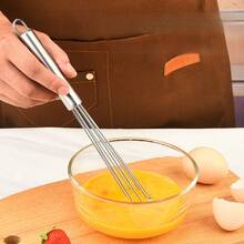 1pc Stainless Steel Ball Whisk - 10 & 12 Inch Handheld Bead Egg Cream Whisk For Cooking & Baking - Restaurant & Home Kitchen Mixing Tools - Dishwasher Durable Manual Egg Beater - Silver - View 4
